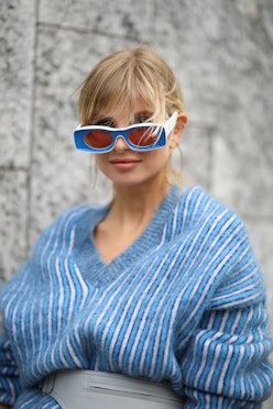 Xenia Adonts wearing Loewe sunglasses.