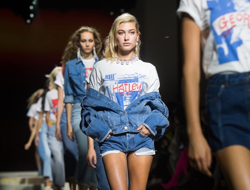 Hailey Bieber walking a Topshop show