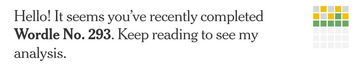 A screenshot of Wordle Bot, a new analysis of your wordle games that give you wordle hints.