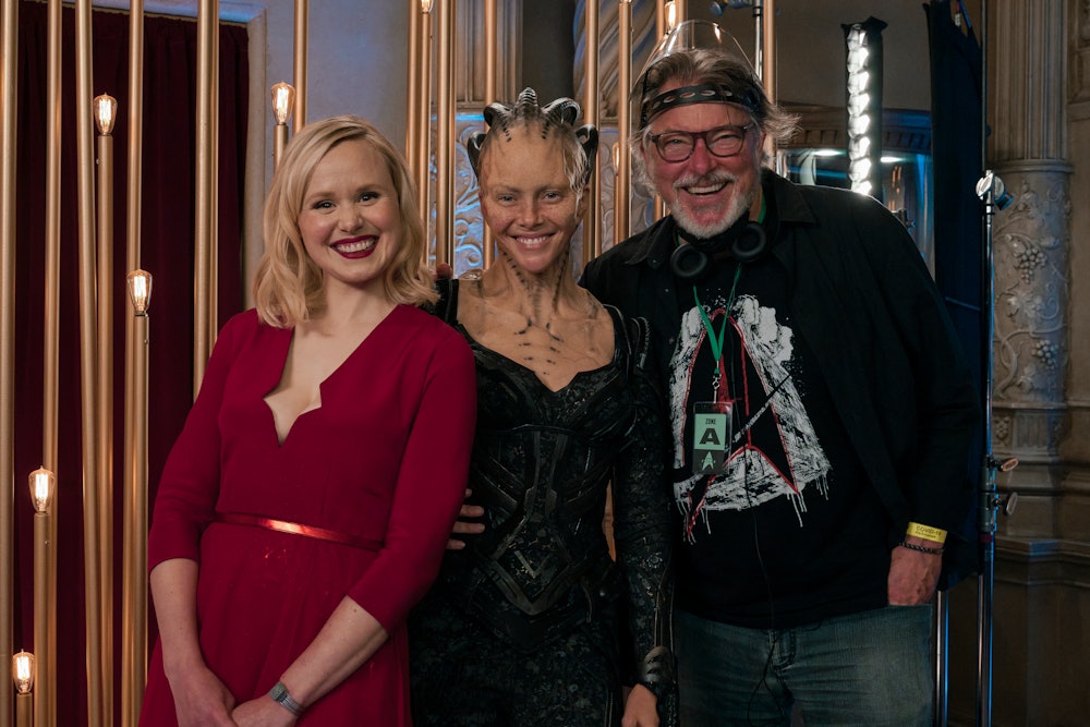 Alison Pill, Annie Wersching, and Jonathan Frakes, behind-the-scenes for Star Trek: Picard Season 2,...