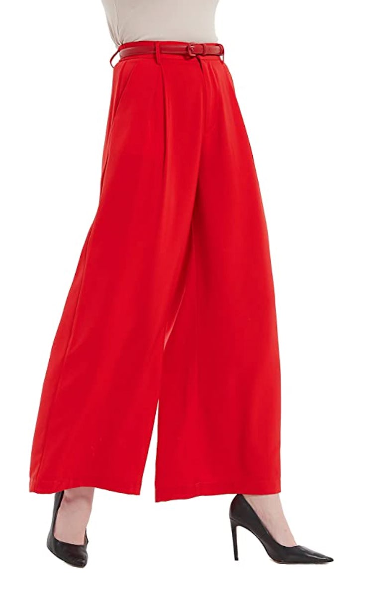 Tronjori Women High Waist Casual Wide Leg Long Palazzo Pants Trousers