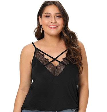 Romwe Lace Criss-Cross Tank Top