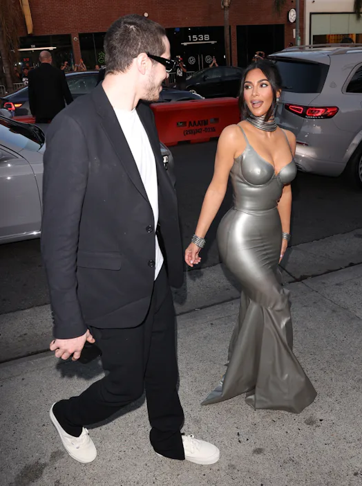 kim kardashian silver latex dress Kim Kardashian wows in latex dress at The Kardashians