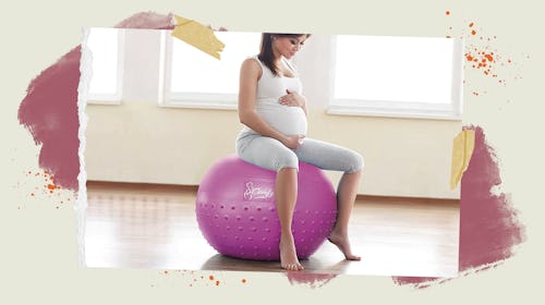 Pregnant woman using the best birthing ball