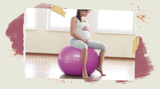 Pregnant woman using the best birthing ball