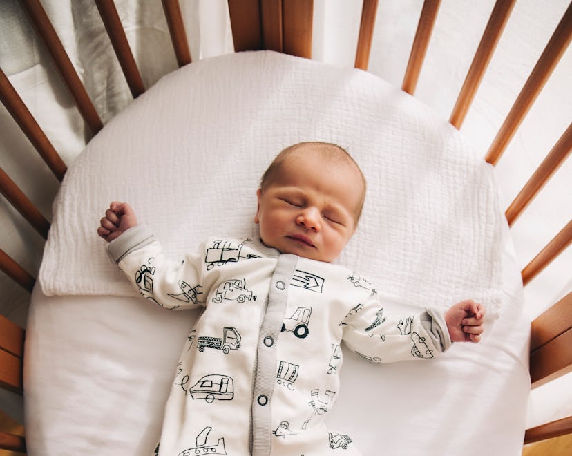 newborn baby safely sleeping in crib, when will baby start sleeping through the night?