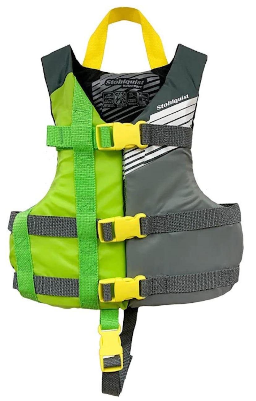 Stohlquist Fit Youth Life Jacket in Green and Gray for Toddlers