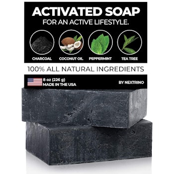 Nextrino Activated Charcoal Tea Tree Soap with Peppermint (2-Pack)
