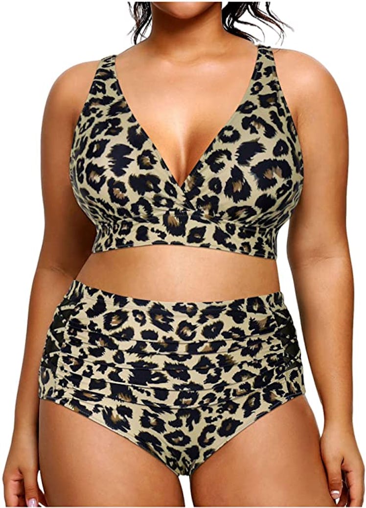 Yonique Plus Size High Waisted Two Piece Bathing Suit
