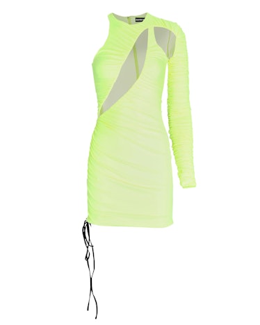 David Koma Ruched One-Shoulder Cut-Out Mini Dress