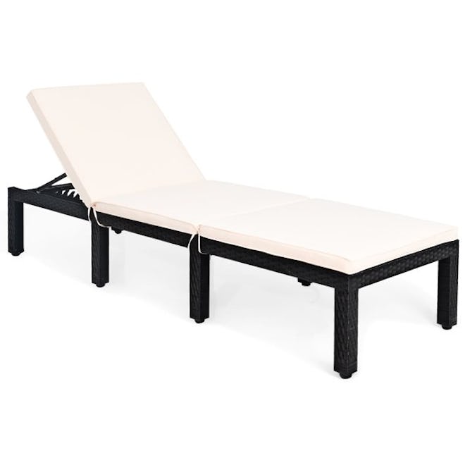 Reclining Rattan Outdoor Chaise Lounge