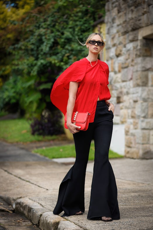 Australian Fashion Week attendee wears Toni Meticevski pants