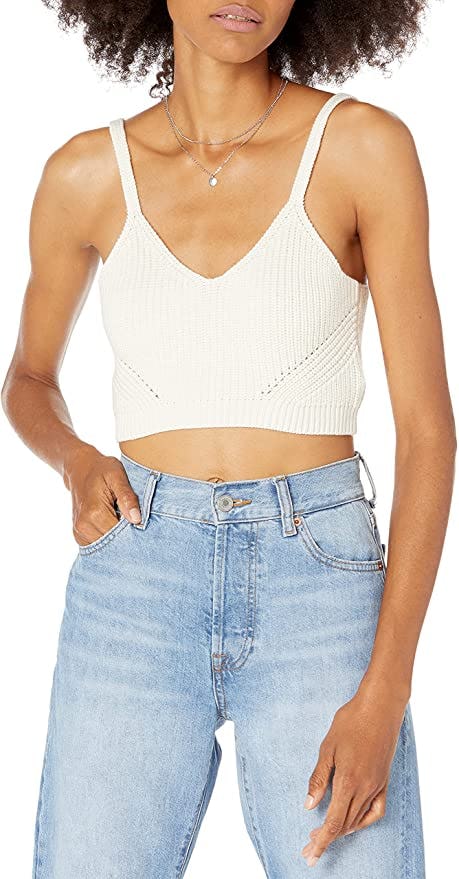The Drop Divya Pointelle Bralette Sweater