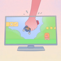blue mario getting dunked in a monitor