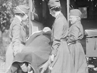 he Red Cross Emergency Ambulance Station in Washington, D.C., during the influenza pandemic of 1918.
