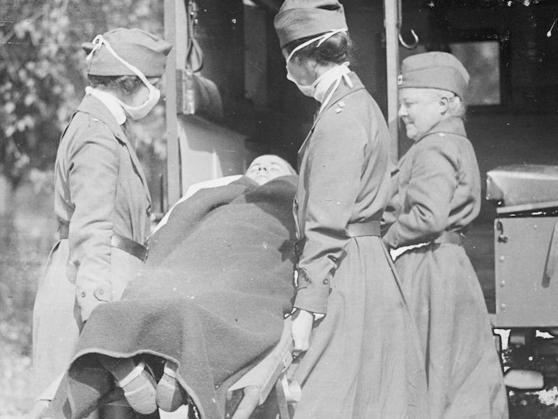 he Red Cross Emergency Ambulance Station in Washington, D.C., during the influenza pandemic of 1918.