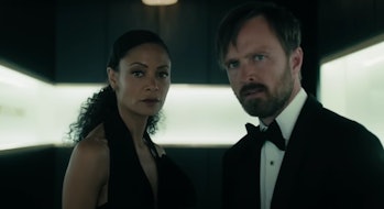 Thandiwe Newton as Maeve and Aaron Paul as Caleb in Westworld Season 4