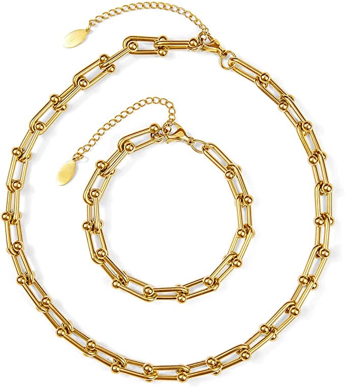 Benevolence LA Paperclip Chain Necklace &amp; Bracelet Set
