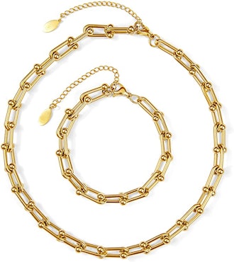 Benevolence LA Paperclip Chain Necklace & Bracelet Set