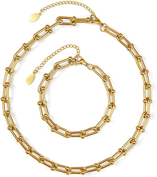 Benevolence LA Paperclip Chain Necklace & Bracelet Set