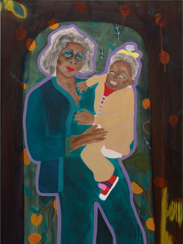 A painting of a person holding a child by February James