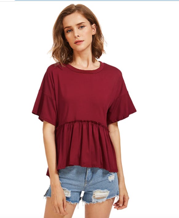 Romwe Ruffle-Hem Blouse
