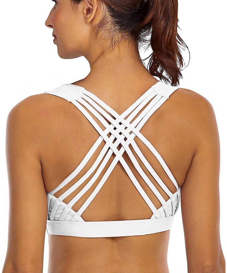 YIANNA Strappy Cross-Back Sports Bra