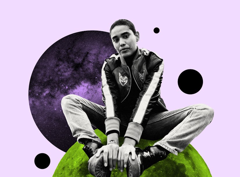 Young woman sitting on a planet during Friday the 13th 2022, which will be the worst for her zodiac ...