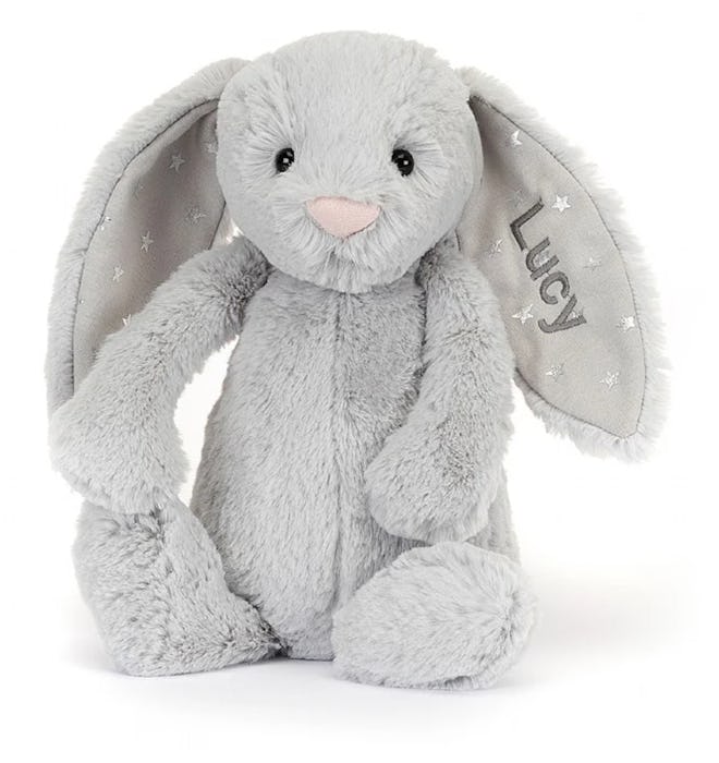 Add the bashful shimmer bunny from jellycat london to your baby registry checklist.