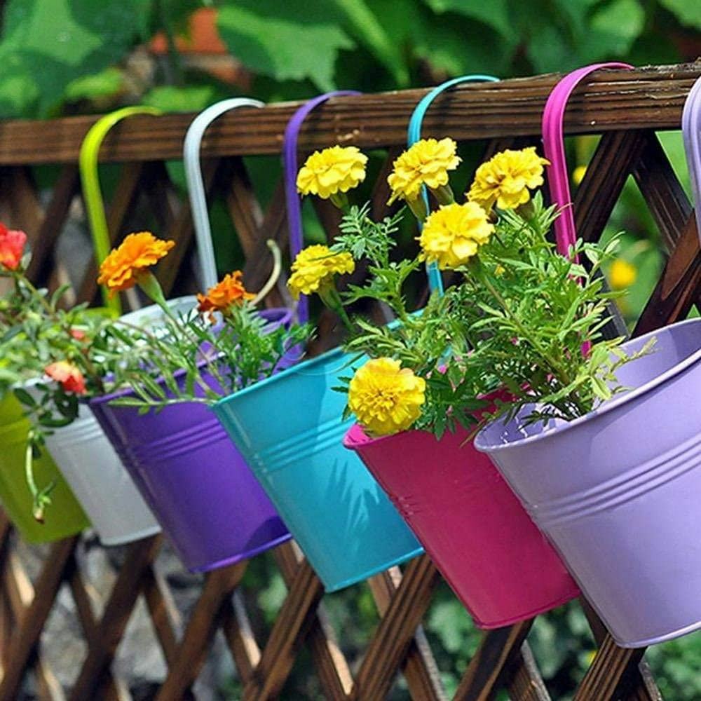 LOVOUS Multicolor Iron Garden Railing Planters