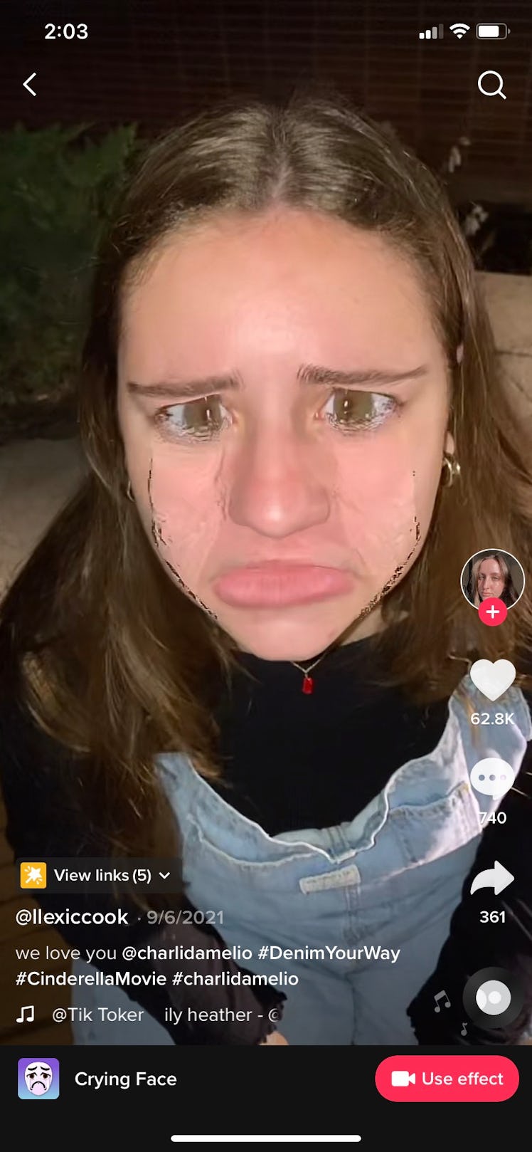 Check out all these crying face filters on TikTok, Instagram, and Snapchat.