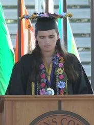 2022 Rollins College valedictorian Elizabeth Bonker gave a moving address to her classmates about se...