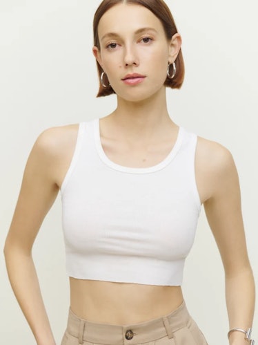 Reformation cropped white tank top