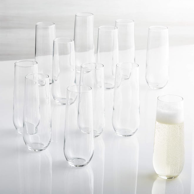 College graduation gift ideas; set of 12 stemless champagne flutes