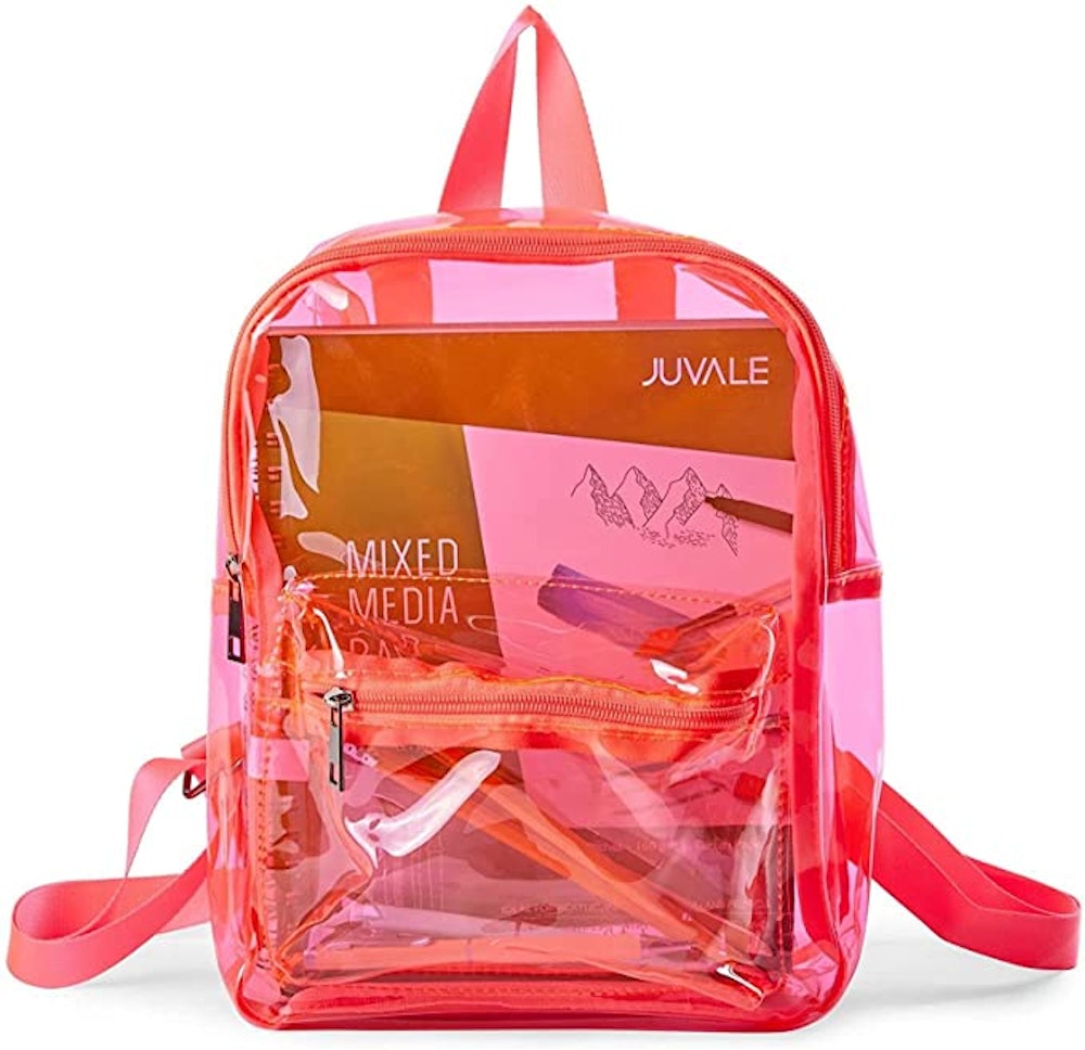 A mini clear backpack in neon pink will make a statement at your next concert.