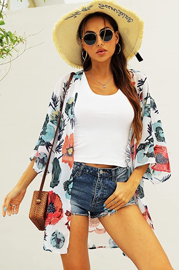 Chicgal Loose Print Cardigan Cover-Up