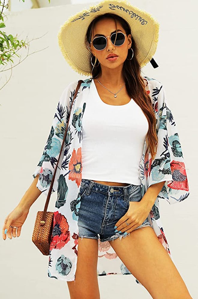 Chicgal Loose Print Cardigan Cover-Up