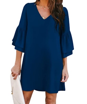 BELONGSCI V-Neck Bell Sleeve Dress