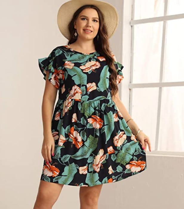 Milumia Women's Tropical Leaf Print Short Dress