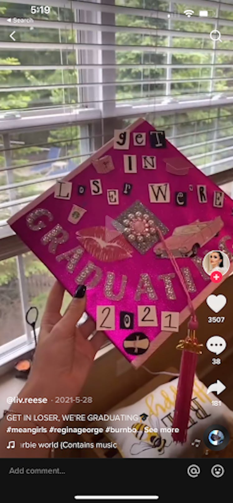 These funny college graduation caps include sayings from Mean Girls.