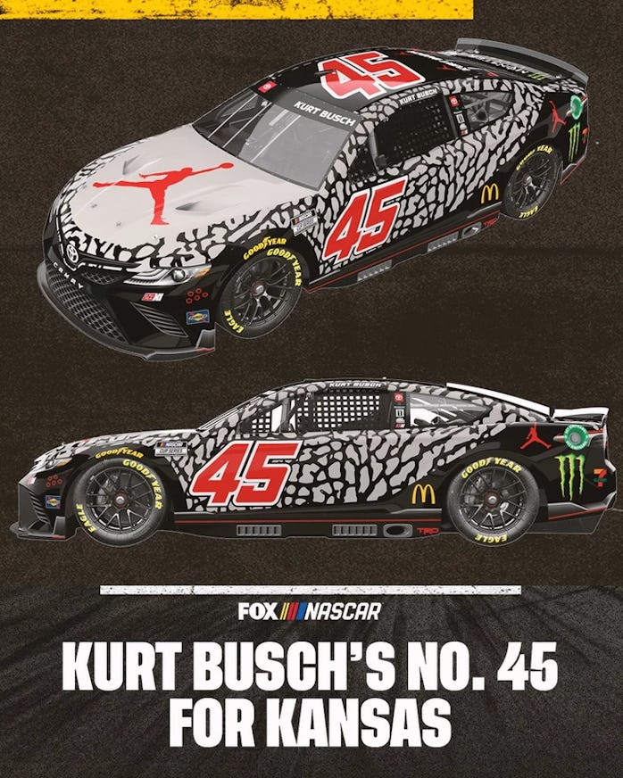 23XI Racing Jordan Brand Kurt Busch car