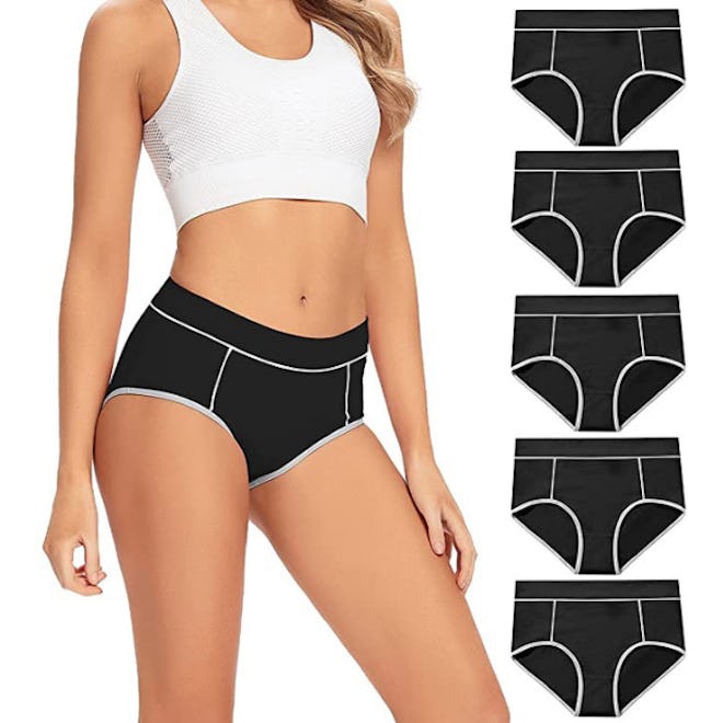 POKARLA Stretch Mid Waist Brief Underwear (5-Pack)