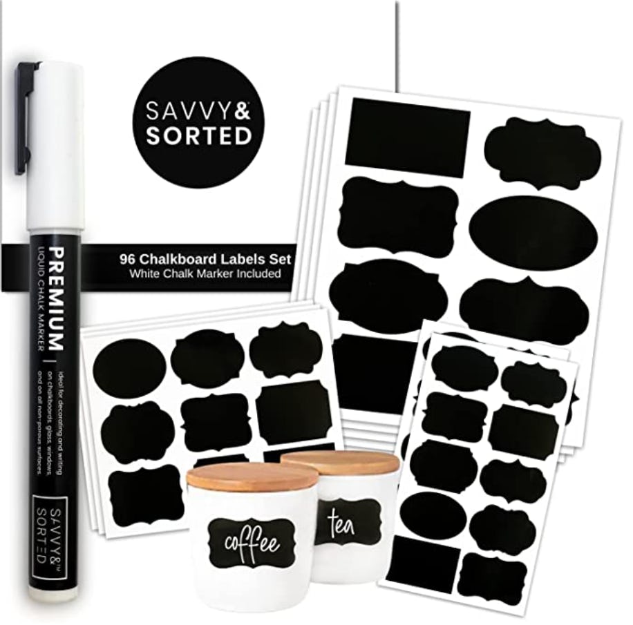 Chalkboard sticker labels with chalk pen