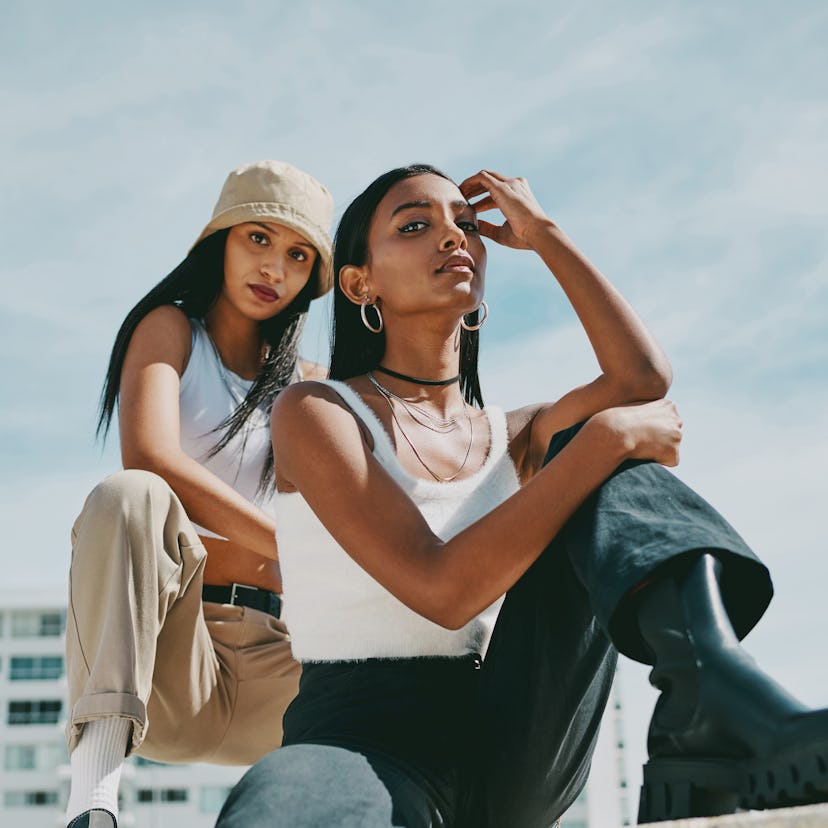 Two young women dealing with the effects of the May 2022 "Super Flower Blood Moon" total lunar eclip...