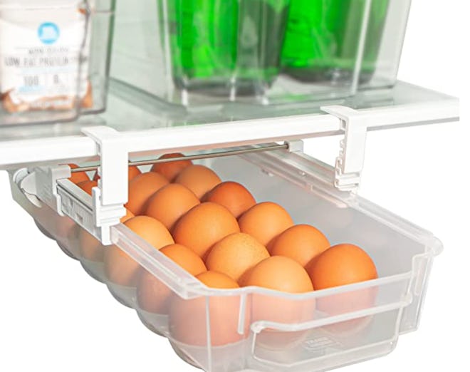 Adjustable pull out egg drawer takes up no space at all
