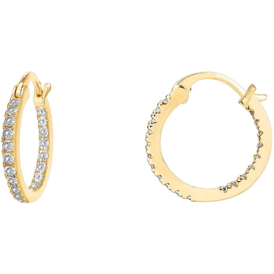 PAVOI 14K Gold Plated Cubic Zirconia Hoop Earrings