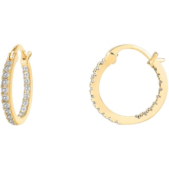 PAVOI 14K Gold Plated Cubic Zirconia Hoop Earrings 