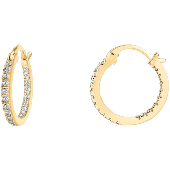 PAVOI 14K Gold Plated Cubic Zirconia Hoop Earrings