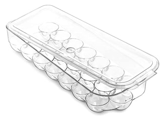 Plastic egg trays replace cardboard cartons.