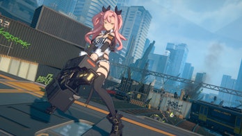 Pink haired girl holding weapon